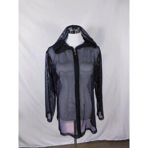 Sun Covers Dress Womens M Black Mesh Hooded Zip Shirt Dress Short Travel